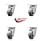 Service Caster 4 Inch Kingpinless Thermoplastic Rubber Wheel Swivel Top Plate Caster, 4PK SCC-KP30S420-TPRRD-4 - alternate 5